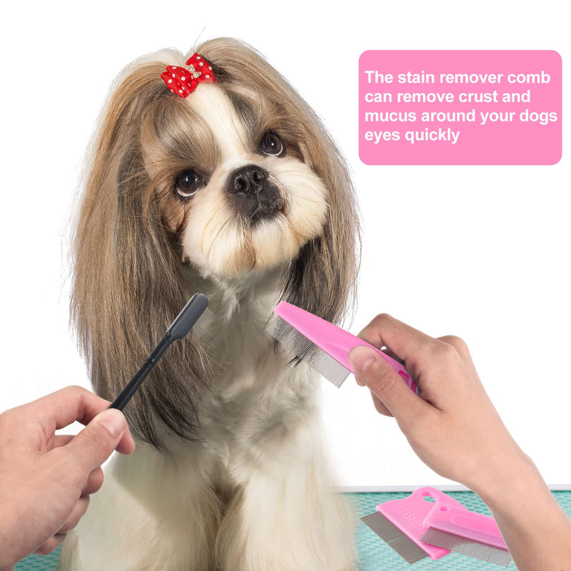 5 Pieces Dog Eye Combs Tear Stain Remover Combs Pet Grooming Comb for Small Dogs Gently Removing Eye Mucus and Crust (Pink, Black) Pink, Black - PawsPlanet Australia
