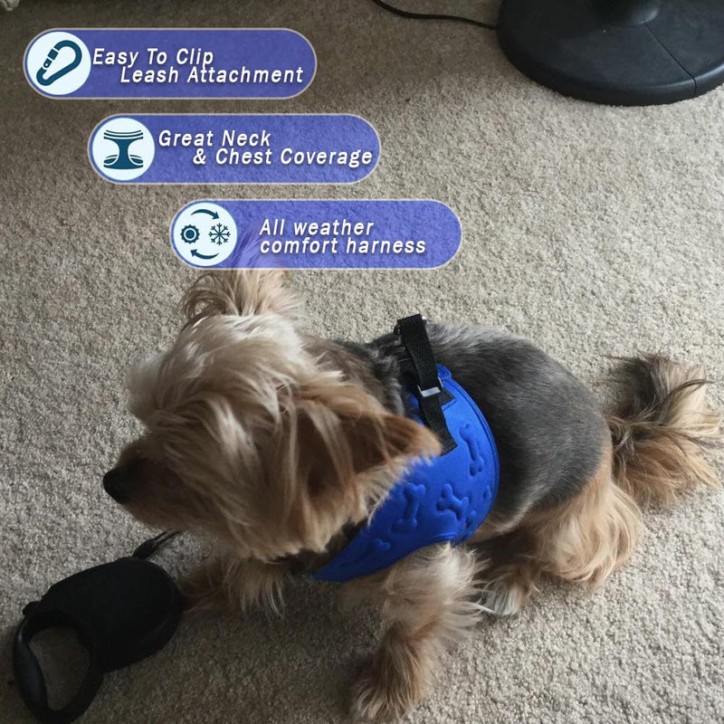 Comfort Fit Step in Dog Vest Harness Easy to Put on Take Off Adjustable Soft Padded Puppy Harness Vest for Small and Medium Dogs (Small, Blue) S (Chest 13"-17")