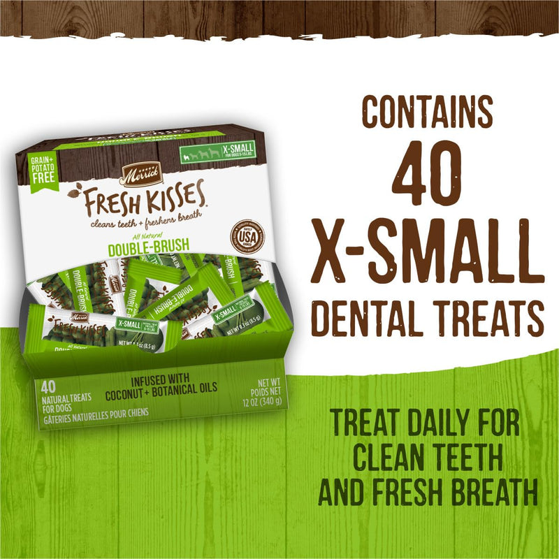Merrick Fresh Kisses Natural Dental Chews Infused With Coconut And Botanical Oils For Tiny Dogs 5-15 Lbs - 78 ct. Box 78 Count (Pack of 1) - PawsPlanet Australia