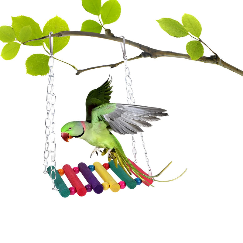 Bird Toys Parakeet Cage Accessories: 11pcs Bird Toy Swing Set for Bird Cage - Colorful Natural Toys Suitable for Parrot Cockatiel Budgie Conure Mynah Lovebird - PawsPlanet Australia