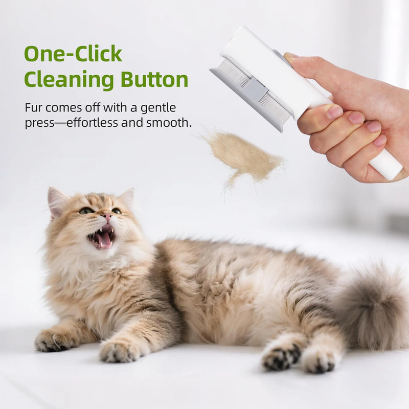 2 Pcs Self-Cleaning Flea Comb for Cats – Dual-Tooth and Gentle Cat Comb for Long and Short Hair – Ergonomic Zen Brush for Healthier Cats and Cleaner Homes (White) White - PawsPlanet Australia