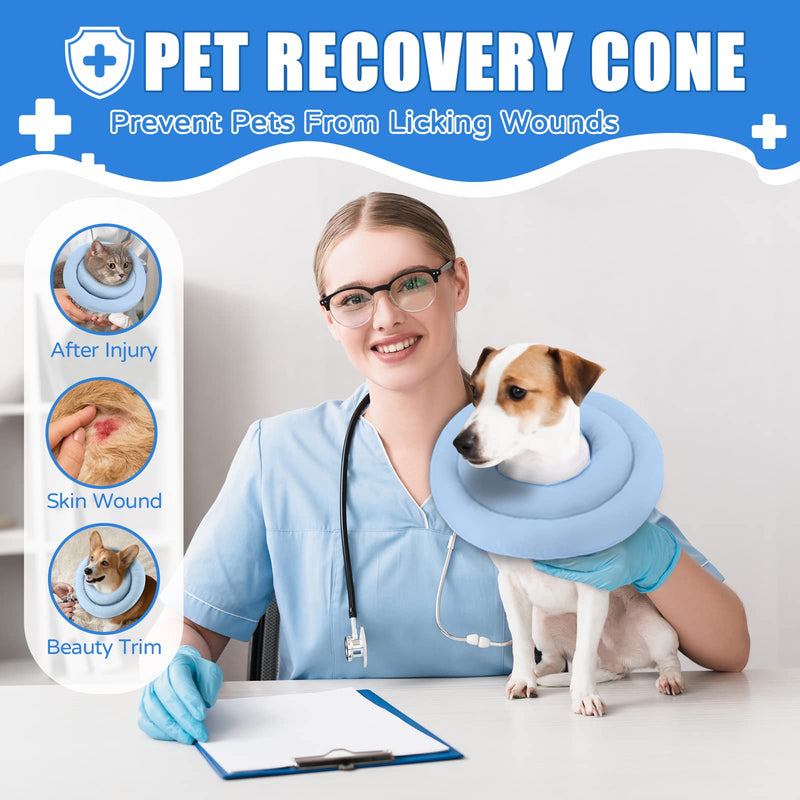 Soft Dog Cone for Small Medium Dogs and Cats, Adjustable Dog Cone Alternative After Surgery, Water Resistant Pet Recovery Cone Collar for Large Dogs to Stop Licking Wounds L(Neck Girth:7.5"-11") Blue - PawsPlanet Australia