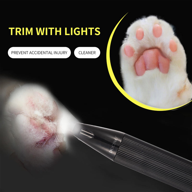 Dog Paw Clippers with LED, USB Rechargeable Professional Dog Grooming Kit, Low Noise Dog Paw Trimmer for Small Dogs and Cats Hair Around Face, Paws, Eyes, Ears, Rump (Black) Black - PawsPlanet Australia