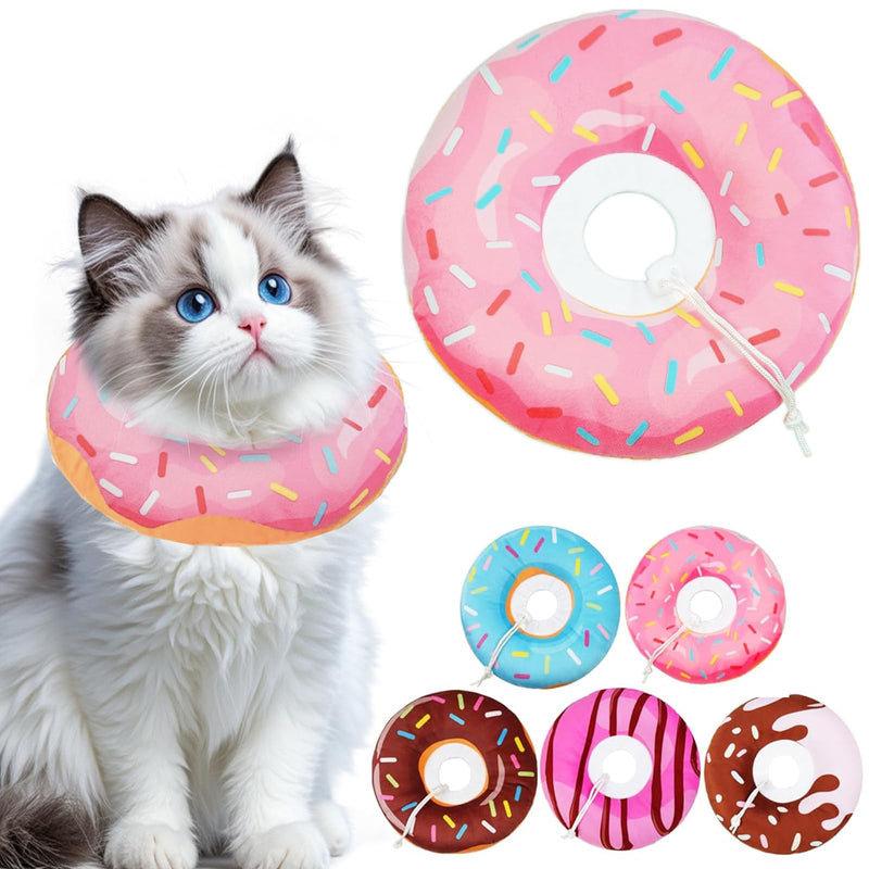 Cat Cone Collar Soft,Adjustable Cat Recovery Collar for Wound Healing Cute Donut Adjustable Kitten Cones to Stop Licking Elizabethan e Collar that can Protect Head and Foot Wounds baby blue Medium