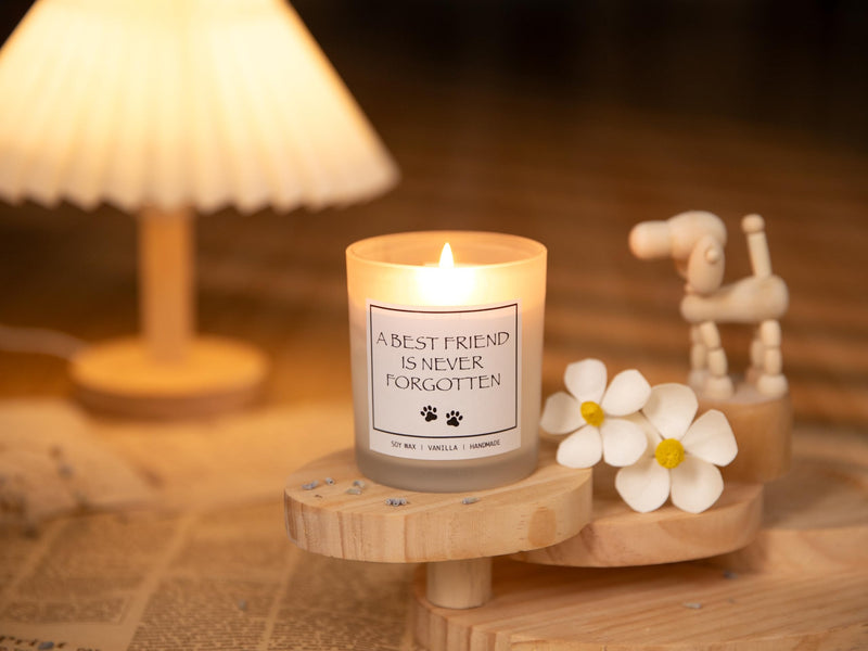 Dog Memorial Gifts for Loss of Dog, Rainbow Bridge Dog Memorial Gifts, Pet Loss Sympathy Gift, Cat Memorial Gifts - Vanilla Scented Candle A Best Friend Is Never Forgotten - PawsPlanet Australia