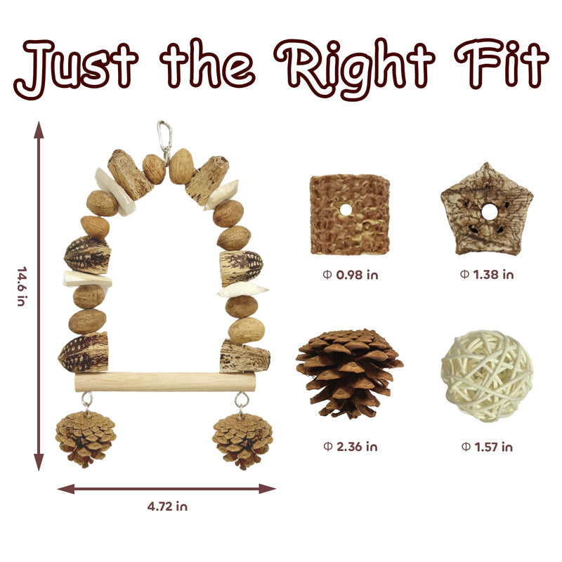 Nut Perch Stand with Interchangeable Materials – Natural, Safe Bird Playset for Beak Exercise & Mental Stimulation Nutty Nature Charms - PawsPlanet Australia