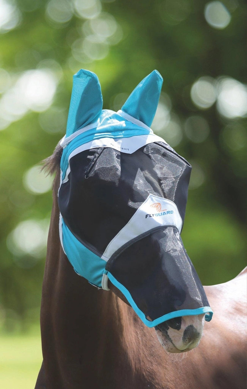 Jamal Shires Fine Mesh Fly Mask with Ears and Nose - Teal