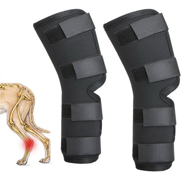 Zunea Dog Canine Rear Leg Hock Joint Brace 2Pack Hind Leg Wrap Protector and Extra Supportive, Leg Hock Joint Compression Sleeve for Wound Injury and Sprain Healing of Arthritis - (Black, L) Black