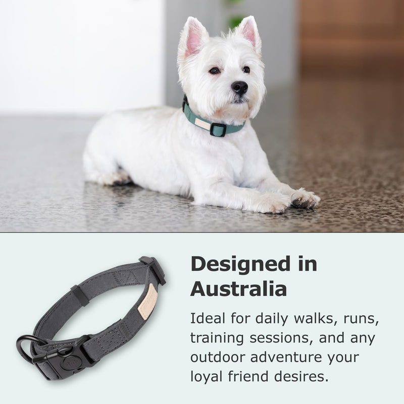 FuzzYard Life Dog Collars | Size M | Stylish Premium Cotton Design in Slate Grey Perfect for Everyday Wear Medium Slate Gray