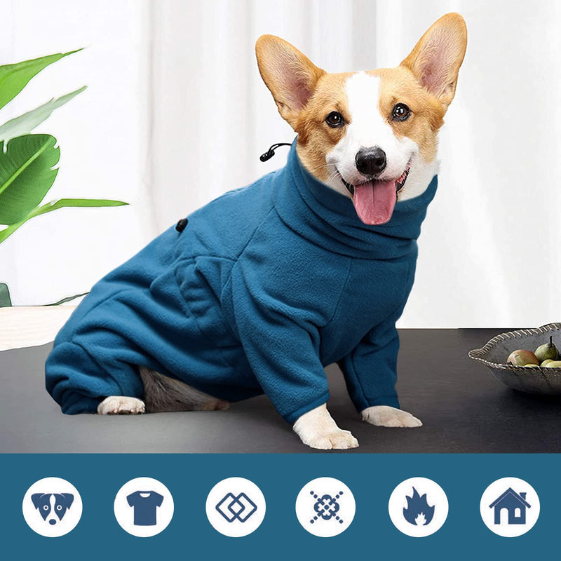 ROZKITCH Dog Winter Coat Soft Fleece Pullover Pajamas, Pet Windproof Warm Cold Weather Jacket Vest Cozy Onesie Jumpsuit Apparel Outfit Clothes for Small, Medium, Large Dogs Walking Hiking Travel Sleep Turquoise