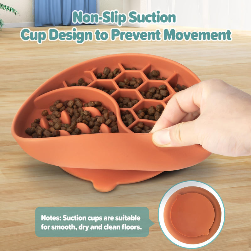 Slow Feeder Dog Bowls, Silicone Pet Food Bowls with Suction Cups for Small Medium Breed, Non-Slip Dog Feeding Bowls Slow Down Pet Eating Speed, Anxiety Relief & Fun Added (Orange, 2 Cup) Orange - PawsPlanet Australia