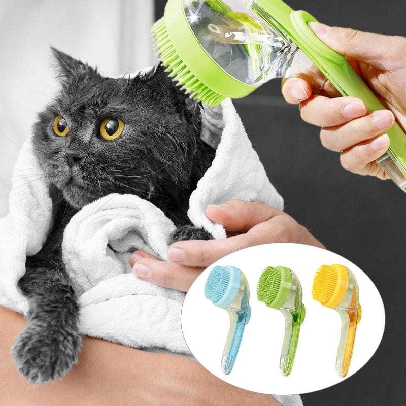 Pet Dogs Shampoo Dispenser Brush Cats Massage Comb Grooming Scrubber Shower Brush for Bathing Soft Silicone Bristles - PawsPlanet Australia