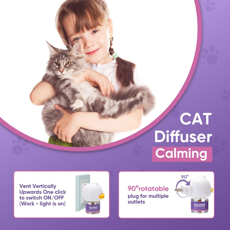 Tcllka Cat Calming Pheromone Diffuser Effectively Relieve Anxiety Stress Cat Calming Diffuser Comfort for Cats Refill Reduce Fighting Spraying and Scratching Calm Relaxing 48ml/Bottle Fits All Cats 2 diffusers, 4 refills