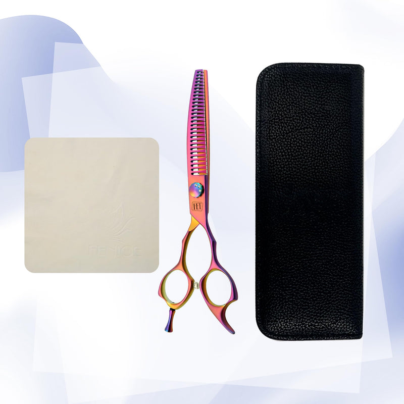 Dog Grooming Scissors: 7" Curved Chunker Pet Shears Made Of Japanese 440C for Trimming Dogs Cats and Other Pets face and paws Haze Pink 7"Curved Chunker - PawsPlanet Australia