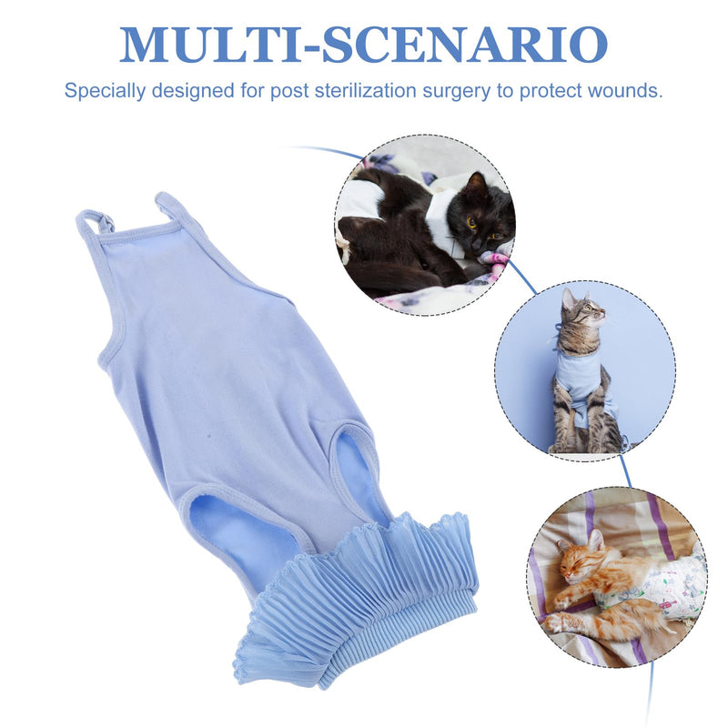iplusmile Cat Recovery Suit After Surgery Breathable Elastic Surgical Clothing Abdominal Wound Protective Suit Blue for Kittens
