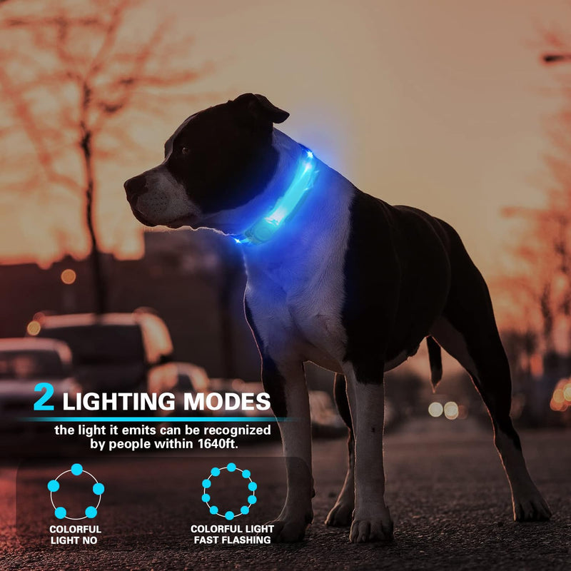 2 Pack LED Light for Dog Leash Harness, Light Up Dog Collar with Nylon Stickers, Waterproof Glow Light Easy to Attach to Collar Leash and Harness, Safety LED Light Up Band for Dogs at Night Walking Green+Blue - PawsPlanet Australia
