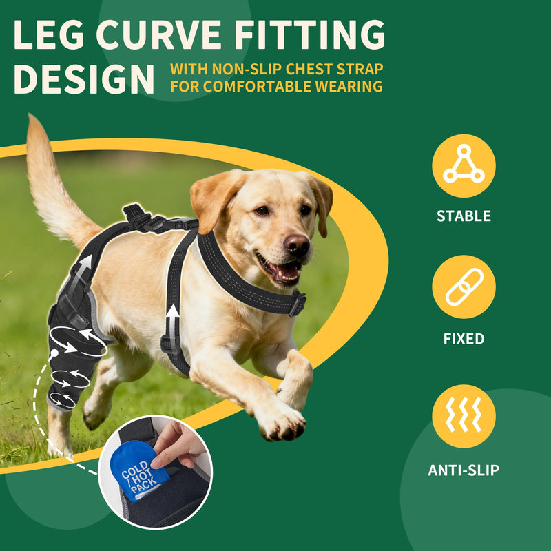 Aeegee Dog Rear Leg Knee Support, Hot/Cold Therapy Care, Effectively Relieves Pain from Arthritis, Hip Dysplasia, and ACL Injuries (Left, L) Large Left Leg