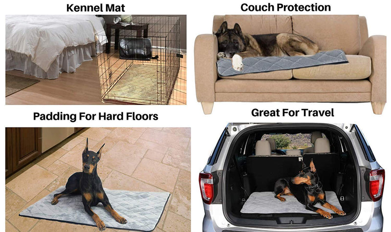 4Knines Extra Large Dog Crate Mat – Waterproof, Non-Slip, Machine Washable Crate Mat – Soft, Durable Kennel Mat for Dogs – Pet Bed for Crates, Travel or Home Use - Extra Large (Black) Black XL - PawsPlanet Australia