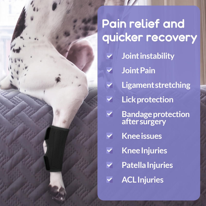 PUMYPOREITY 1Pcs Dog Front Leg Brace, Leg Splint Provides Joint Support and Against, Lick Leg Wrap Protector Hock Splint for Fractures, Wound Injury and Sprain Healing(Black, S) 1Pcs-Black