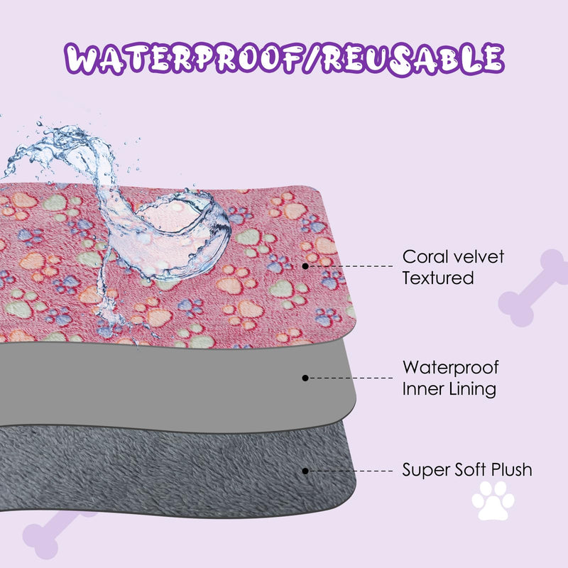 YUEPET Waterproof Dog Blankets, 2 Pack Washable Dog Blankets for Bed Couch Sofa Protector Fleece Flannel Puppy Blanket Soft Plush Reversible Throw Blanket for Medium Large Dog Cat 40"×30"(Purple+Pink) 40"×30" Purple+pink(2pack) - PawsPlanet Australia