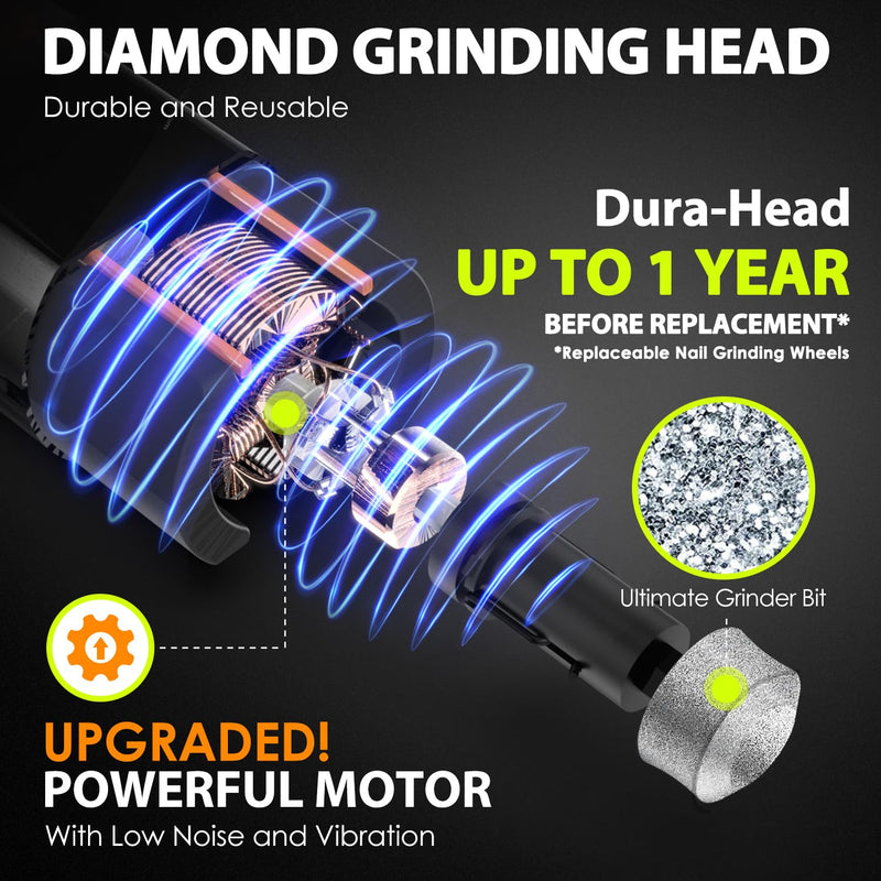 IREDOON Dog Nail Grinder Upgraded - Professional 3-Speed Super Quiet and Low Vibration Electric Pet Nail Grinder with 4 LED Lights - Painless Paws Grooming & Smoothing for Small to Large Dogs (Black) Black - PawsPlanet Australia