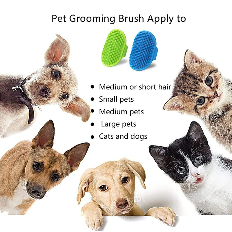 2 Pack Dog Grooming Brush - Dog Cat Bath Soothing Massage Rubber Brush - Pet Bath Brush with Adjustable Ring Handle Suitable for Long Short Haired Pet, Green - PawsPlanet Australia
