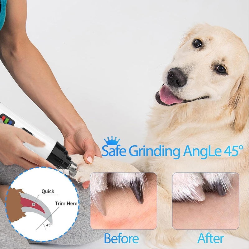 Nail Grinder for Dogs Rechargeable USB Charging Pet Nail Grinder for Dogs and Cats N-ail Trimmer with LED Light & 3 Speeds(1+2*Replacement Head) Dog - PawsPlanet Australia
