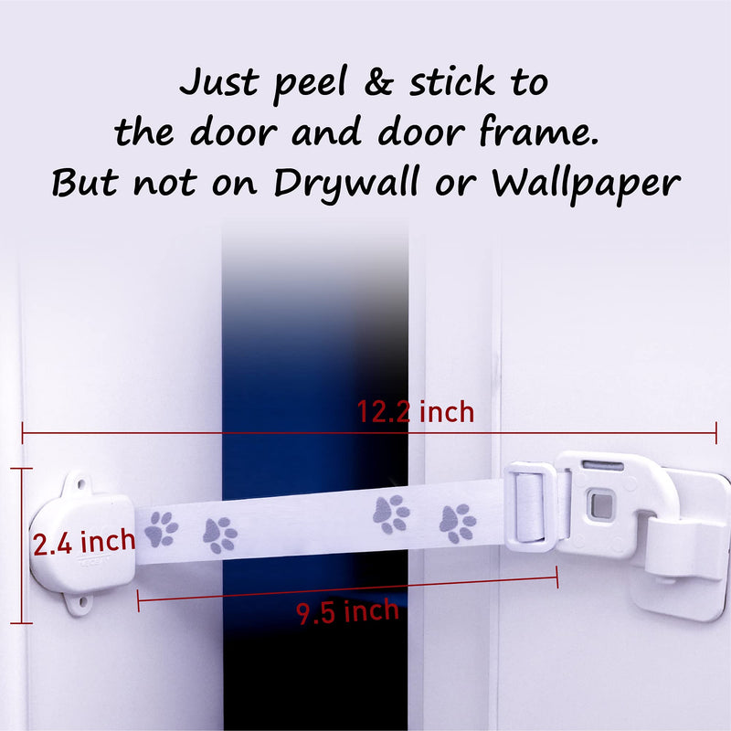 Adjustable Door Strap and Latch, Textile Cat Door Latch to Keep Dog Out of Litter Box, Economical Alternative of Pet Gates and Interior Cat Door, Magnetic with Stopper 2 Packs - PawsPlanet Australia