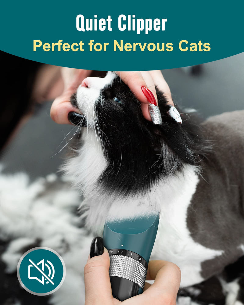 oneisall Cat Clippers for Matted Fur, 5-Speed Quiet Cordless Cat&Dog Grooming Clippers for Long Hair,IPX6 Waterproof Dog Trimmer Shaver for Dogs Cats Animals Green - PawsPlanet Australia