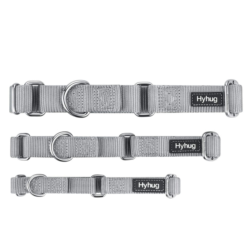 Hyhug Pets Premium Upgraded Heavy Duty Nylon Anti-Escape Martingale Collar for Boy and Girl Dogs Comfy and Safe - Professional Training, Daily Use Walking. Medium Sleet Gray - PawsPlanet Australia