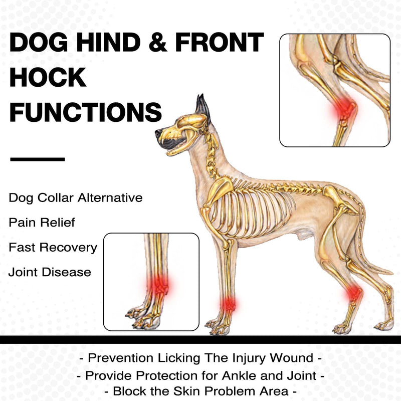 PUMYPOREITY 2Pcs Dog Rear Leg Hock Brace, Dog Hock Joint Brace for Sprains, Front/Hind Leg Support for Arthritis, Stability after Injury, Hock(Ankle) Support HockWrap Sleeve(Black, M) Black