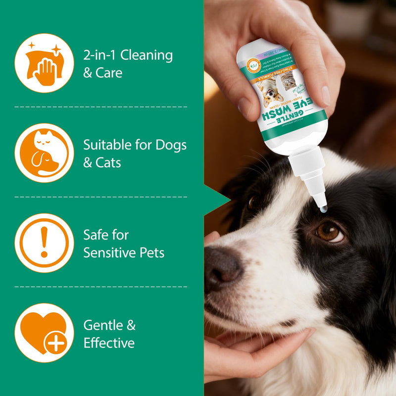 Dog Eye Drops 100ml, Eye Drops for Dogs and Cats, Relieve Eyes Itching & Irritation, Pink Eye & Allergies Symptoms, Effective Tear Stain Remover