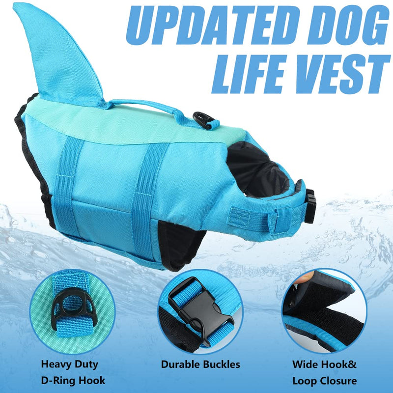 EMUST Large Dog Life Jacket, Dog Life Vests for Swimming, Small/Medium/Large Dog Life Preserver with Rescue Handle, Adjustable Dog Flotation Vest for Water at Pool, Beach, Boating (XL,Pool Blue) XL Pool Blue