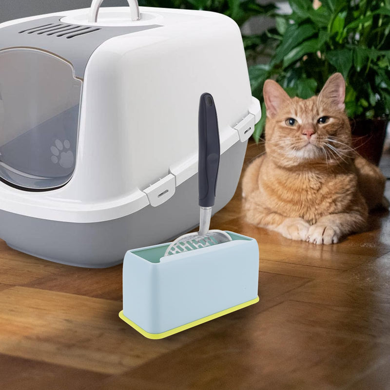 Abaodam 2-Piece Plastic Cat Litter Scoop Holder, Household Scoop Stand, Blue with Bracket, Wear-Resistant and Easy to Clean