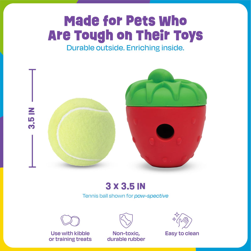 Brightkins Tough & Tumble 2-Piece Strawberry, Enrichment Puppy Essentials, Dog Birthday Treat Pouch Gifts, Training Dog Accessories, Container Slow Feeder Dispensing, Puzzle Feeder (Pack of 2) Pack of 2