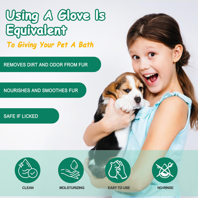20 PCS Pet Cleaning and Deodorizing Bathing Grooming Glove Wipes for Dogs and Cats, Extra Thick Nourish Fur No-Rinse Grooming Wipes for Daily Care and Travel, Hypoallergenic Coconut Scent 20PCS - PawsPlanet Australia