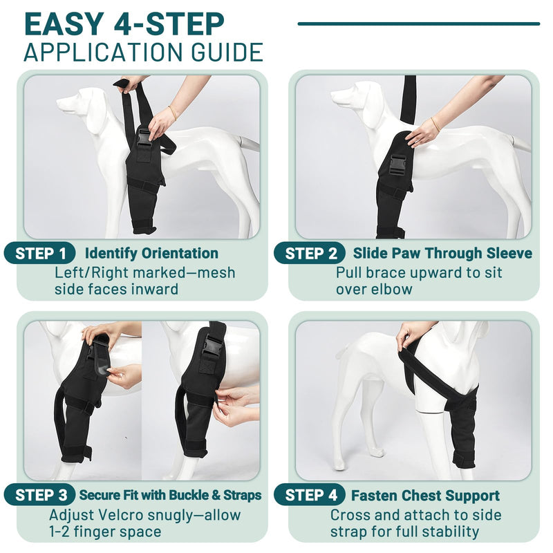 Dog Elbow Protector Brace, Dog Leg Sleeves Anti-Licking for Arthritis, Hygroma, Pressure Sores, and Calluses, Dogs Elbows Pads & Shoulder Brace for Elbow Dysplasia and Injury Recovery, Right XL Right Front Leg