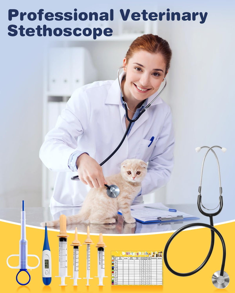 52Pcs Puppy Whelping Kit, Newborn Pets Whelping Supplies with 4 Puppy Feeding Tube,15 Puppy Whelping Collars, 15 Cord Clamps, 2 Gloves, Digital Thermometer, Stethoscope and More - PawsPlanet Australia