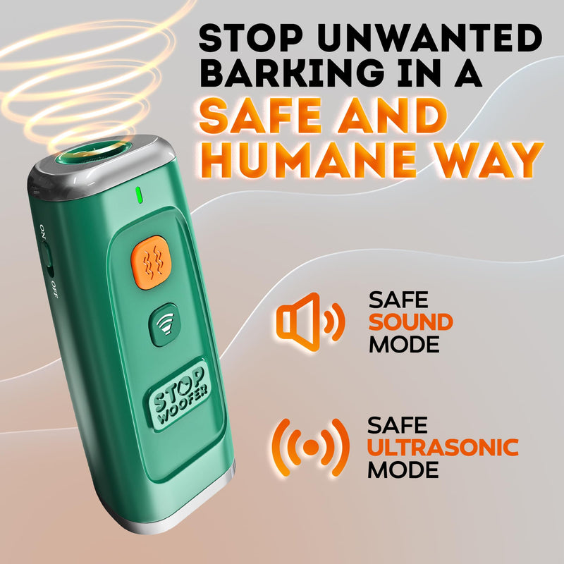 Stop Dog Barking Instantly – Ultrasonic Dog Bark Deterrent Device Humane No-Shock Barking Silencer & Dog Trainer for Indoor & Outdoor Use Effective Bark Control Solution for Small Medium Large Dogs Green