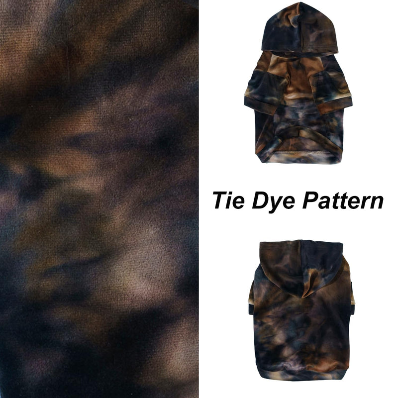 Tie Dye Dog Hoodie Puppy Sweater Sweatshirt, Cold Weather Coat Pet Clothes for Dog Cat Brown Medium - PawsPlanet Australia