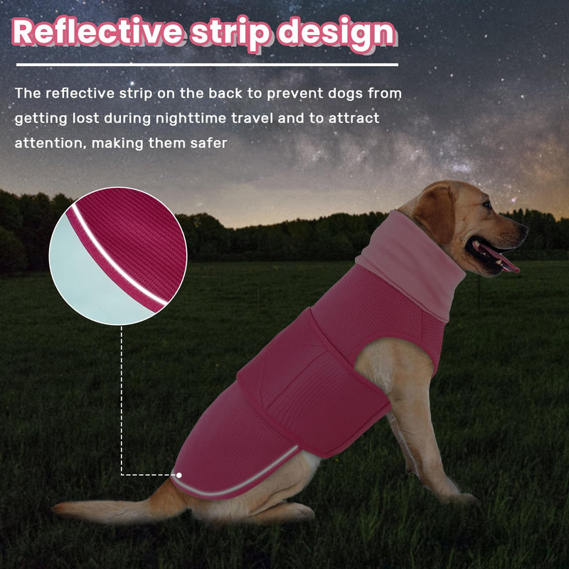 IECOii Dog Calming Shirt,Dog Separation Anxiety Jacket Soft Compression Hoodie for Anxious Dogs Compression Shirt Noise Cancelling Dog Ear Muffs Calming Wrap for Dog Ear Infection Recovery RoseRed XL XL(Chest Girth:26.77"-31.50")