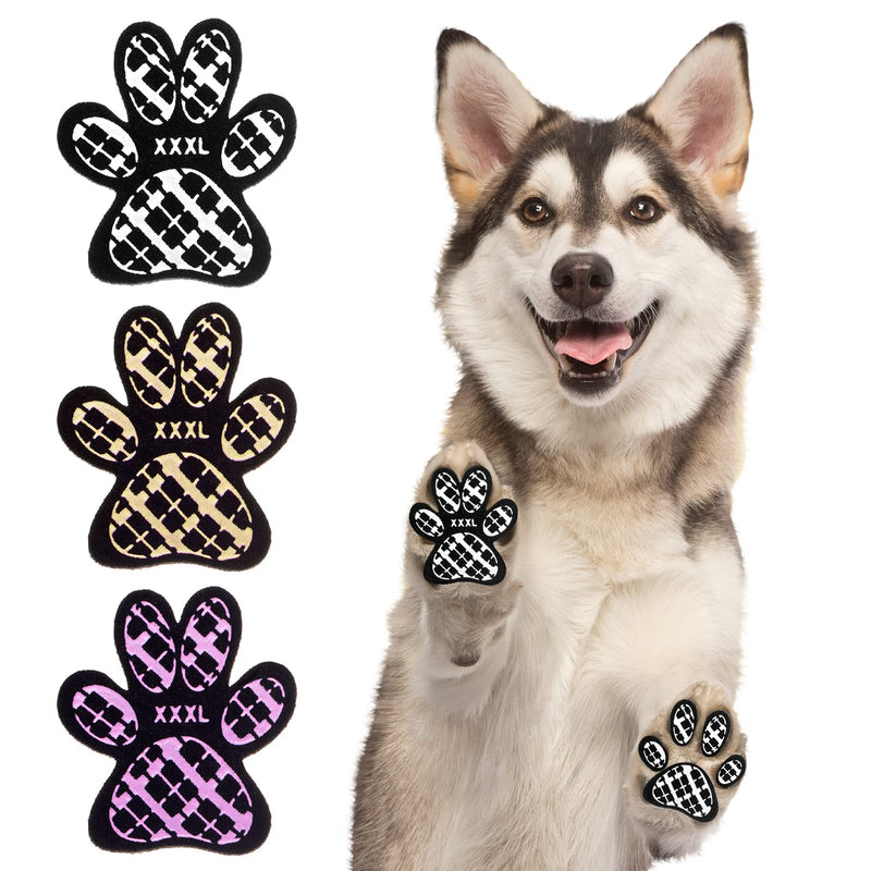 BEAUTYZOO Dog Paw Protectors Grip Pads Anti-Slip Traction for Small Medium Large Dogs on Hardwood Floors Hot pavement, Dog Grip for Senior Dogs Injury Protection and Brace for Paws 6 Sets 24 Pads, XXL XXL (L 2.7in x W 2.4in)