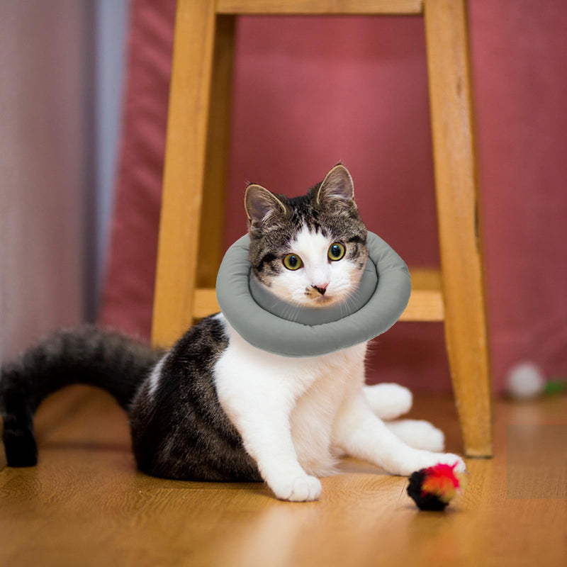 Cat collar size S with cotton fabric, anti-lick recovery collar for postoperative wound care and neck protection in cats