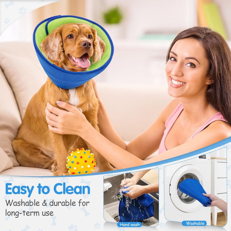 Soft Dog Cone Collar Alternative - Adjustable Comfy Cones for Large/Medium/Small Dogs to Stop Licking After Surgery, Comfortable Fabric Elizabethan Collars, Head Cone of Shame for Neuter Recovery (M)