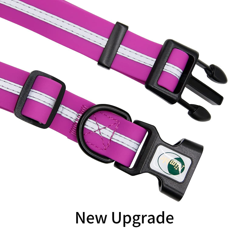 NIMBLE Dog Collar Waterproof Pet Collars Anti-Odor Durable Adjustable PVC & Polyester Soft with Reflective Cloth Stripe Basic Dog Collars S/M/L Sizes (Large (15.35”-24.8”inches), Rose Purple) Large (15.35”-24.8”inches)