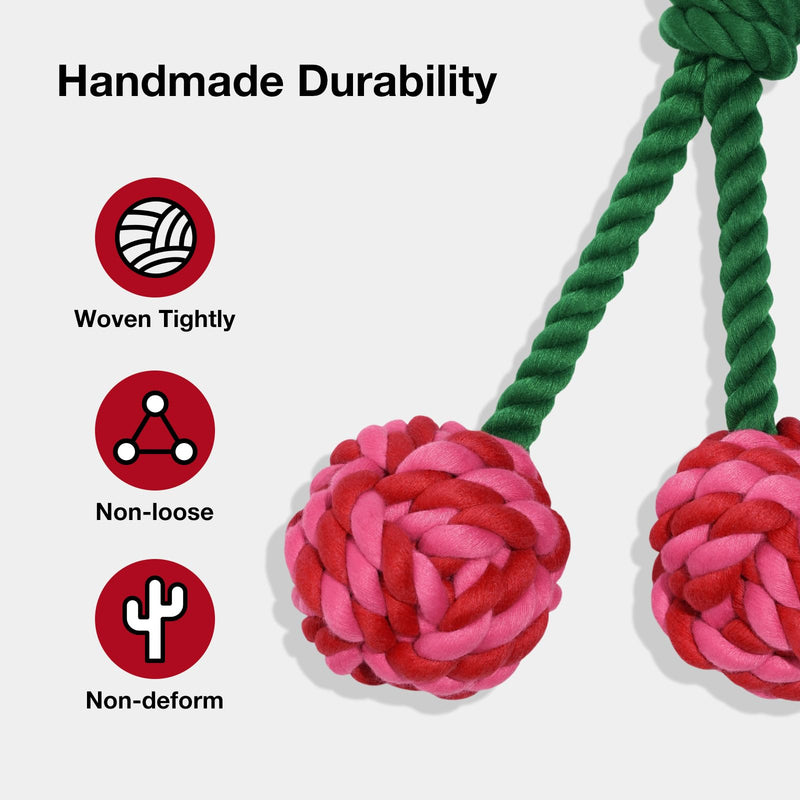 VETRESKA Dog Rope Toys,Durable Tug of War Dog Toy with Ergonomic Grip, Heavy Duty Dog Rope Toy for Large Breed Dog Puppy Training Playing Teething Chew Toys,Christmas Holiday Dog Toy Gifts,Cherry Cherry - PawsPlanet Australia