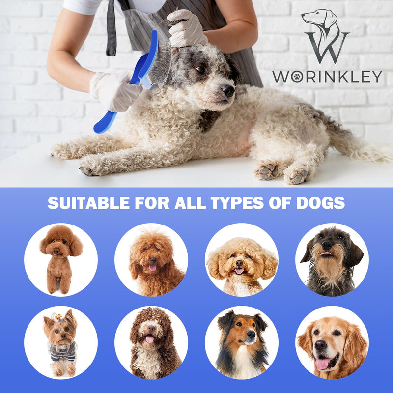 Slicker Brush for Dogs, Professional Pet Doodle Grooming brushes for Goldendoodles, Labradoodles, Poodles - Long Pin Detangler for Dematting dog slicker brush - Large