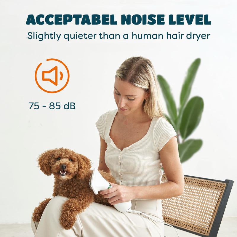 Dog Hair Dryer | 2 in 1 Pet Groomer with Slicker Brush | Adjustable Temperature, Portabale, Quiet | For Small & Medium Dogs & Cats