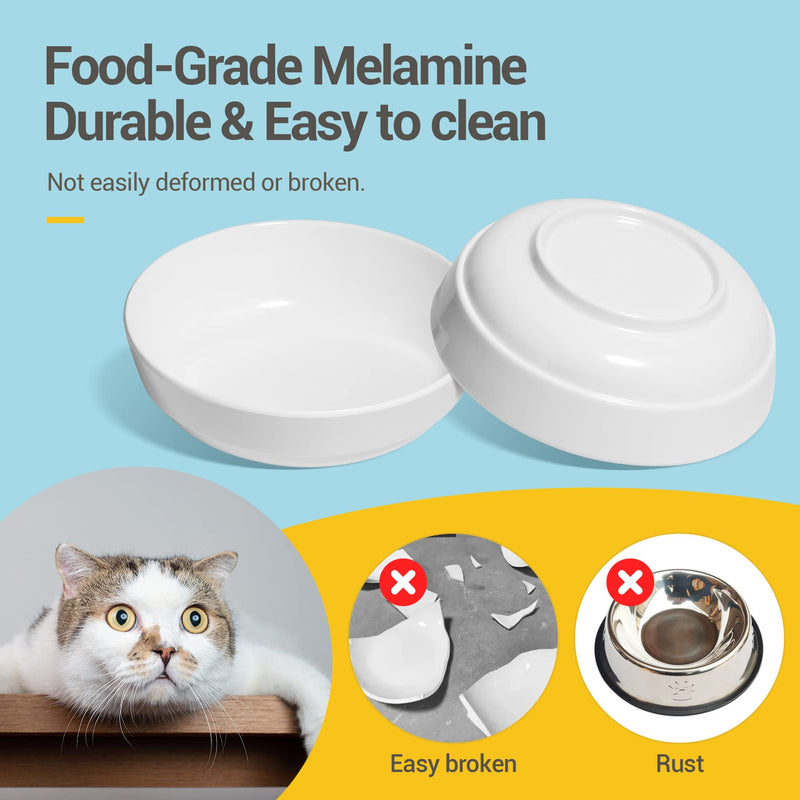 ComSaf Raised Cat Bowl with Stand, Melamine Elevated Cat Food Bowl, 15° Tilted Cat Water Bowl Set, 2 Pack of Feeding Dishes For Cats and Puppy, Protect Pet's Spine, Whisker Stress Free Anti Vomiting Melamine Bowl with Stand