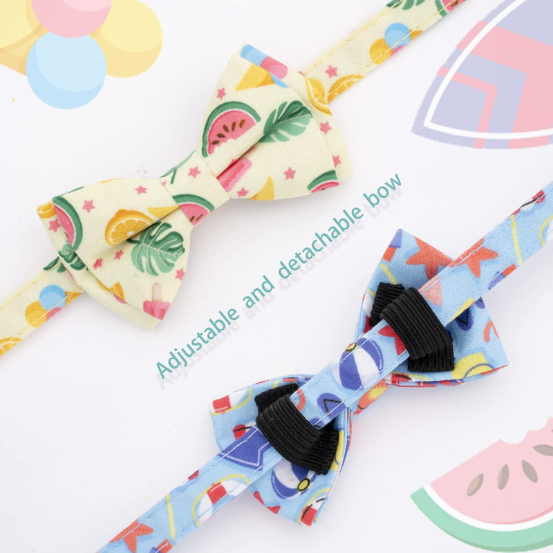 Faygarsle 2 Pack Cute Cat Collar with Bell Breakaway Bowtie Cat Collar for Male Female Cats Soft Fancy Blue Yellow Cat Collar with Ice Cream Sea Pattern Summer Cat Collar for Boy Girl Cats Beach&Sea - PawsPlanet Australia
